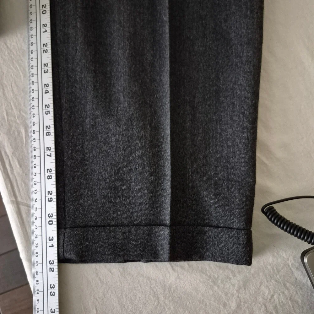 Vtg Slates Mens Charcoal Gray Pleated Cuffed Dress Pants Wool Blend 38x32